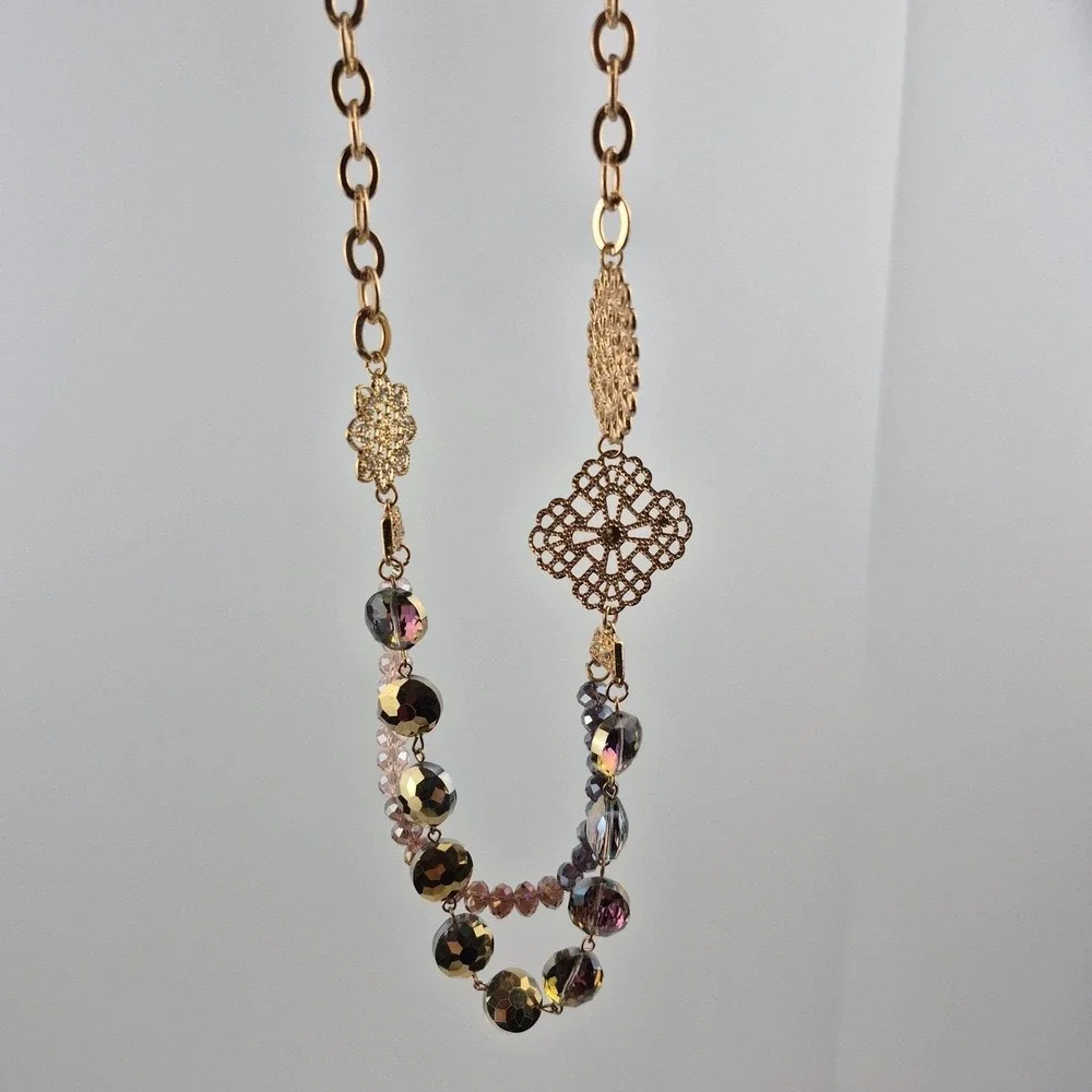 Vtg Gold Tone Filigree Necklace 28-31